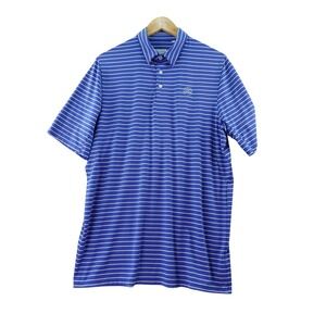 KJUS Mens Golf Polo Shirt Size L Blue Striped Short Sleeve Performance Stretch